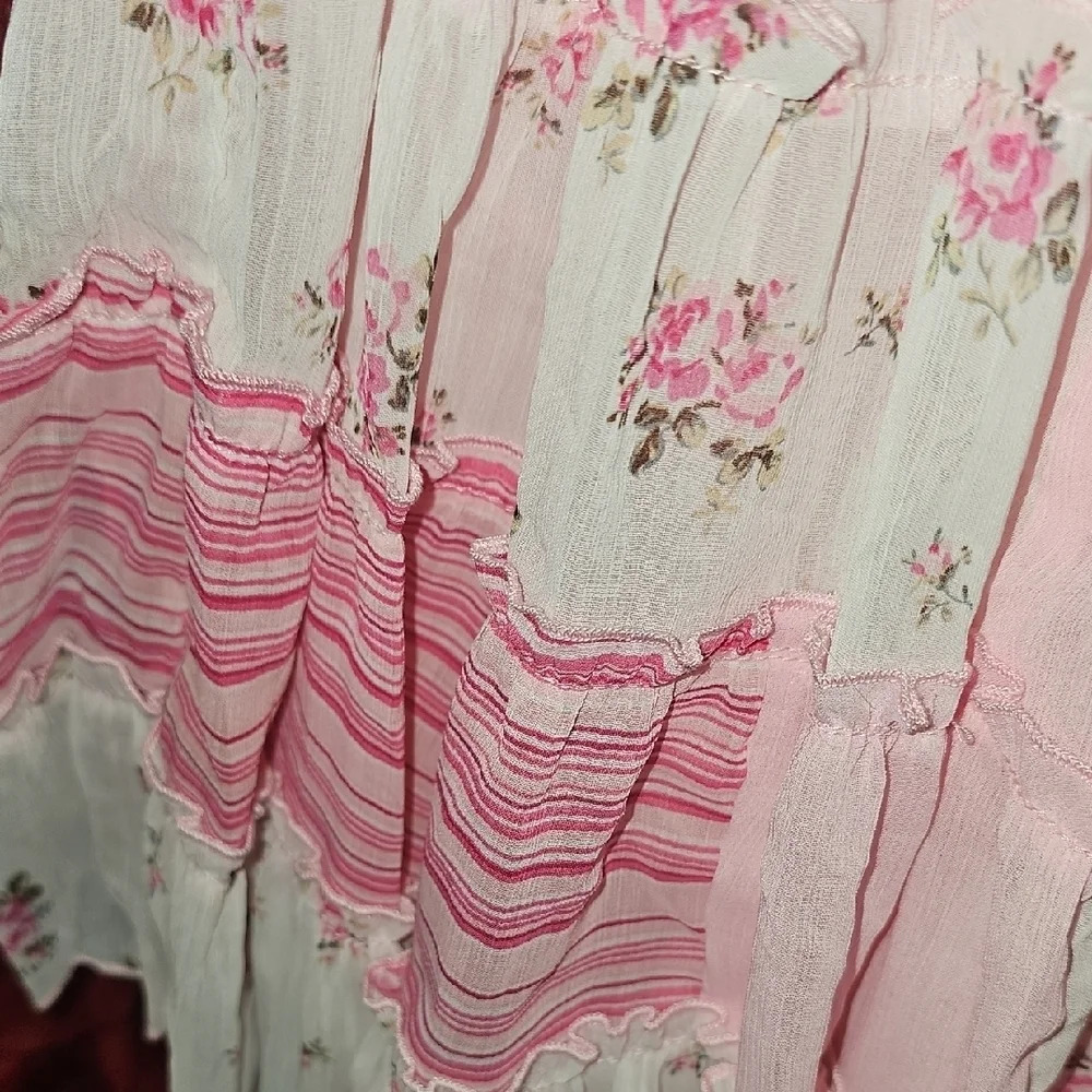 Children's Place Like NEW Floral Pink Ruffle Skirt Size 6X/7